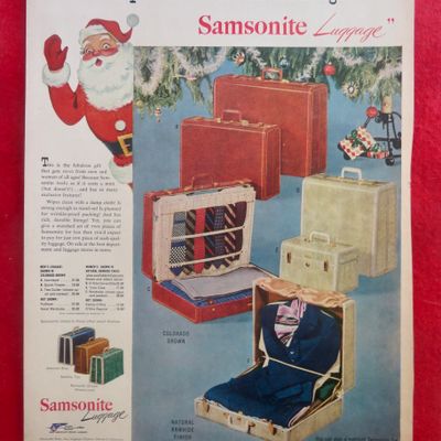 1950's Samsonite Luggage with Santa Claus