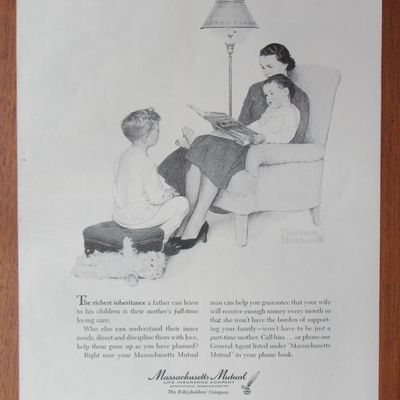 1958 Massachusetts Mutual w/Family By Norman Rockwell