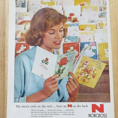 1958 Norcross With Woman Picking Out Birthday Card