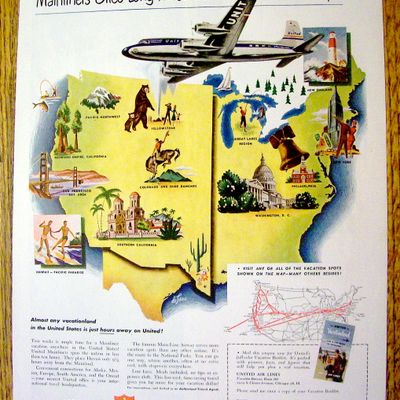 1949 United Air Lines with Many Different Places