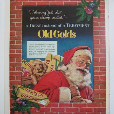 1952 Old Gold Cigarettes With Santa Claus Holding A Bag