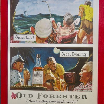 1950's Old Forester Whiskey with Men Fishing