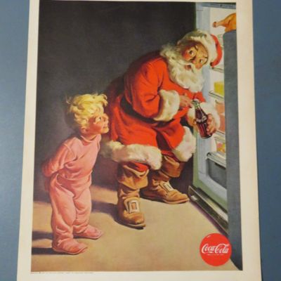 1959 Coca Cola (Coke) with Santa Claus & Little Boy