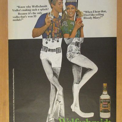 1970 Wolfschmidt Vodka w/Man & Woman in Diver Outfit