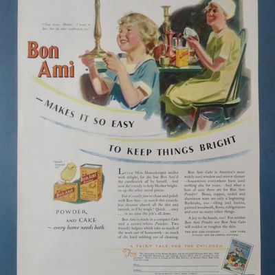 1930's Bon Ami with Woman Polishing Candle Holders