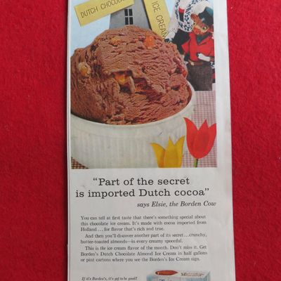 1958 Borden's Chocolate Almond Ice Cream w/Elsie