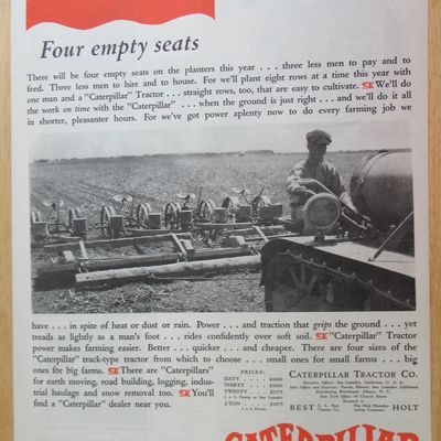 1928 Caterpillar Tractor with Man Working in Field