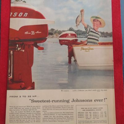 1957 Johnson Outboard Motors with Boy Fishing