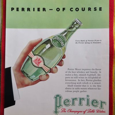 1934 Perrier Bottle Water with Hand Holding Bottle