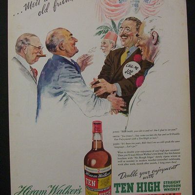 1938 Dual Ad: Ten High Whiskey  &  Camel  Cigarettes