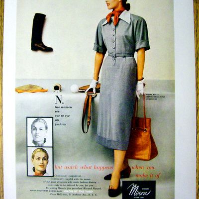 1948 Miron Wool By The Yard w/ Woman Holding Purse