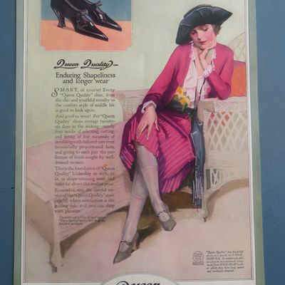 1921 Queen Quality Shoes with Woman Sitting In A Chair
