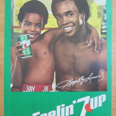 1981 7 Up Soda Ad with Sugar Ray Leonard & Ray Jr.