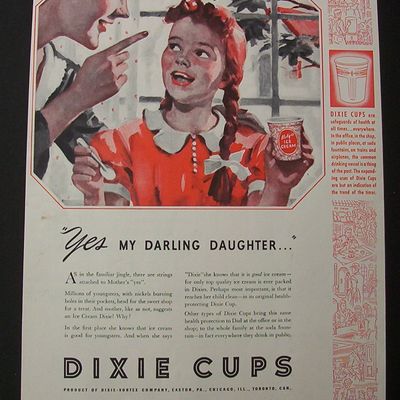 1941 Dixie Cups w/ Little Girl Holding An Ice Cream Cup