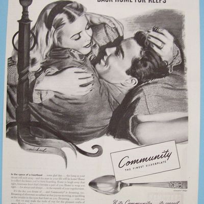 1944 Community Silverplate w/ Woman & Soldier Cuddling