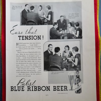 1934 Pabst Blue Ribbon Beer with Couples Playing Bridge