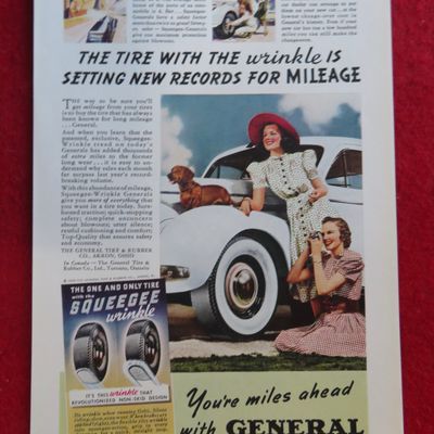 1939 General Tires with Two Girls & a Dog