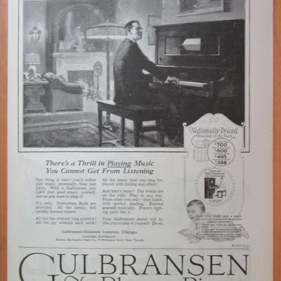 1923 Gulbransen Player Piano with Man Playing Piano