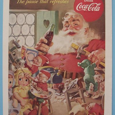 1953 Coca-Cola (Coke) with Santa Claus Holding Bottle
