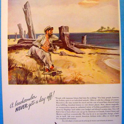 1946 American Airlines With A Beachcomber On Beach
