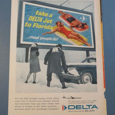 1963 Delta Air Lines with Man Shoveling Out His Car
