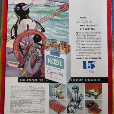 1934 Kool Cigarettes with Penguin Sailing A Boat