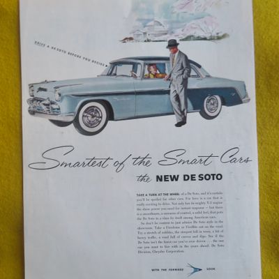 1955 De Soto Automobile w/ Man Talking To Woman In Car