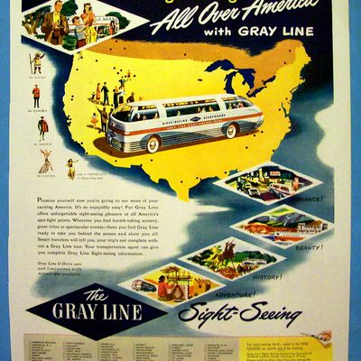 1948 The Gray Line with a Bus Driving