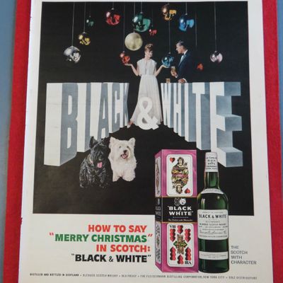 1963 Black & White Whiskey with Man & Woman & Terriers