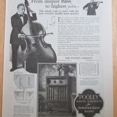 1927 Pooley Radio Cabinets with Man Playing Cello