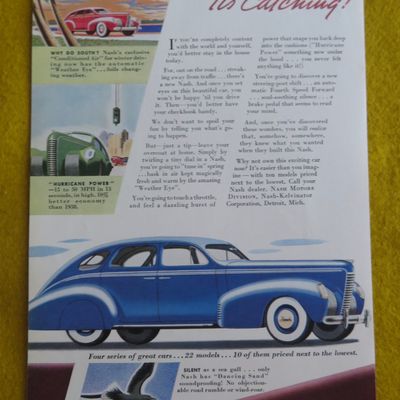 1938 Nash Automobile with Great Blue Nash Car