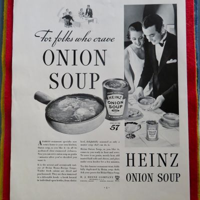 1934 Heinz Onion Soup with Man & Woman Setting Table