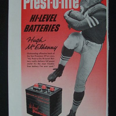 1955  Prest - O - Lite  Battery  with  Hugh  McElhenny