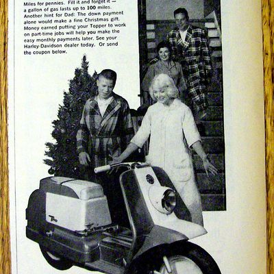 1960 Harley Davidson Topper Scooter with Boy and Girl