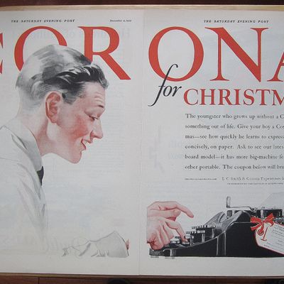 1926 Corona With Man Typing On Typewriter