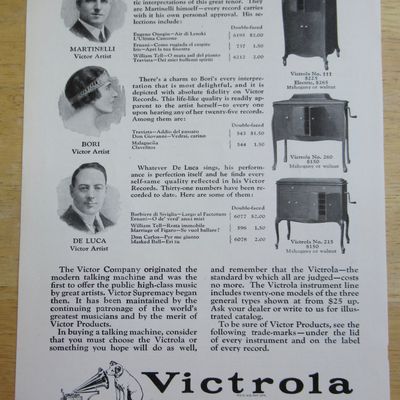 1924 Victrola Talking Machines w/ Bori, De Luca & More