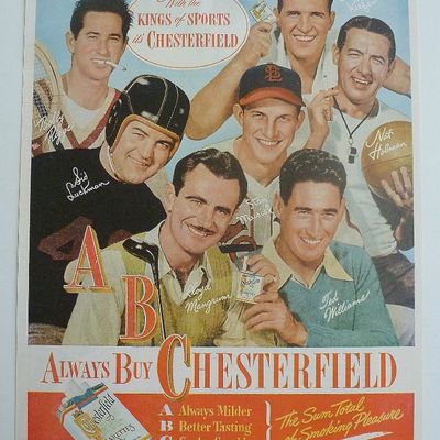 1947 Chesterfield Cigarette w/ Riggs, Williams & Musial