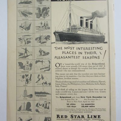 1926 Red Star Line with Belgenland World Cruise