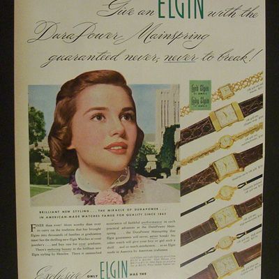 1951 Dual Ad:  Elgin  Watches & Singer  Sewing  Centers