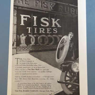 1916 Fisk Tires with Man Carrying a Tire