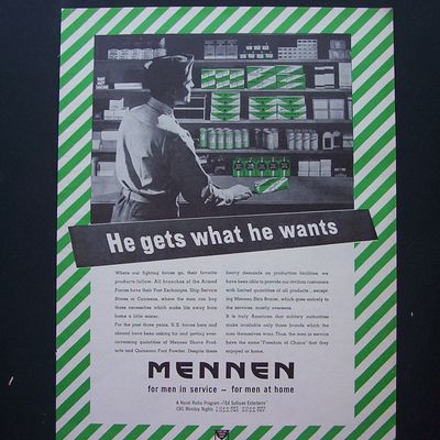 1943 Mennen with Soldier Buying Brushless Shave