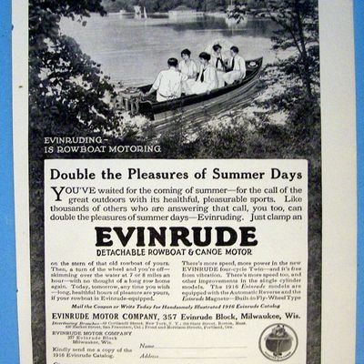 1916 Evinrude Rowboat Motors with People In A Boat