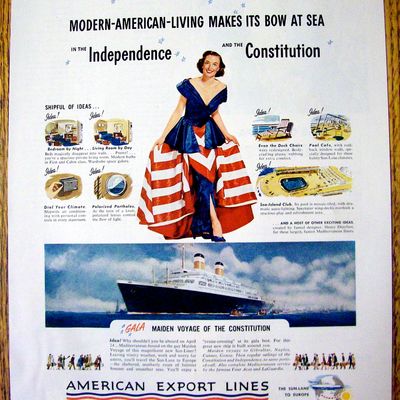 1951 American Export Lines w/ Woman In Patriotic Dress