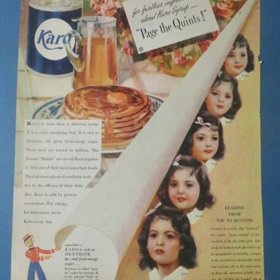 1938 Karo Syrup with The Dionne Quintuplets