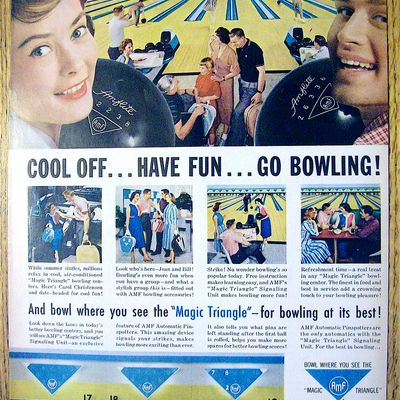 1959 AMF Magic Triangle with People Bowling