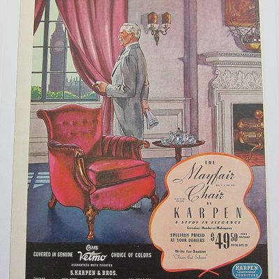 1937 Karpen Mayfair Chair With Man Standing By Chair