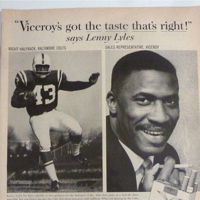 1963 Viceroy Cigarettes with Football's Lenny Lyles