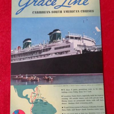 1939 Grace Line Cruises with Native Boats Greeting