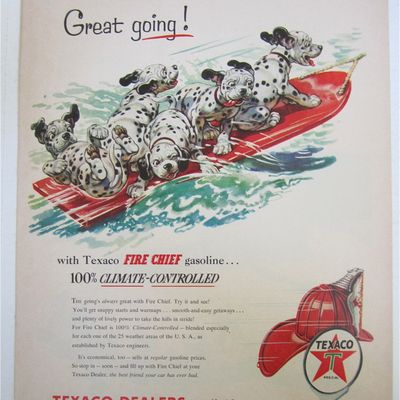1954 Texaco Fire Chief Gasoline with Dalmatian Puppies