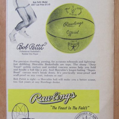 1938 Herculite Yellow Basketball with Bob Pettit